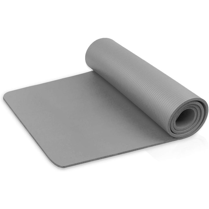 Гімнастичний килимок/килимок для йоги diMio Comfort розміром 185x60x1 см, 185x60x1,5 см, 185x90x1,5 см, 200x100x2 см з ремінцем для перенесення, без фталатів протестовано SGS, колір Urban Grey 185 x 60 x 1,5 см