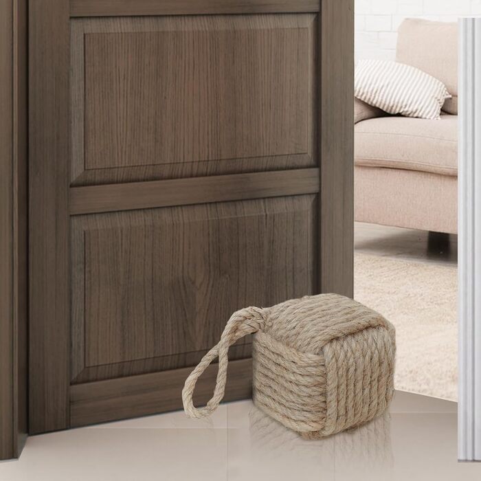 Декоративний морський обмежувач дверей ручної роботи з ручкою, джутовий обтяжений внутрішній обмежувач дверей матроський вузол для