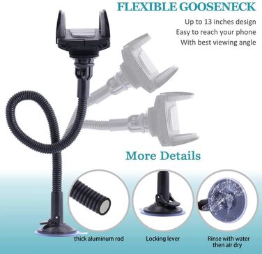 Тримач для мобільного телефону на лобове скло автомобіля, довга рука, тримач для iPhone Xs Max R X 8 Plus 7 Plus 6S, Samsung Galax