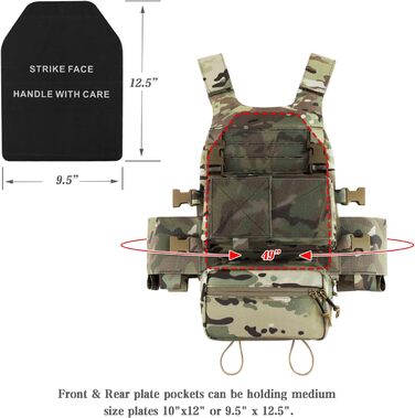 Низькопрофільний страйкбольний жилет регульований MOLLE Plate Carrier Грудний протектор