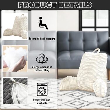 Подушка для читання для ліжка та дивана, подушка для підтримки спини, подушка для читання з підлокітником, диван для дорослих з подушкою для спинки, подушка сидіння з підлокітником, підходить для читання, ігор для мобільних телефонів, відеоігор, перегляду