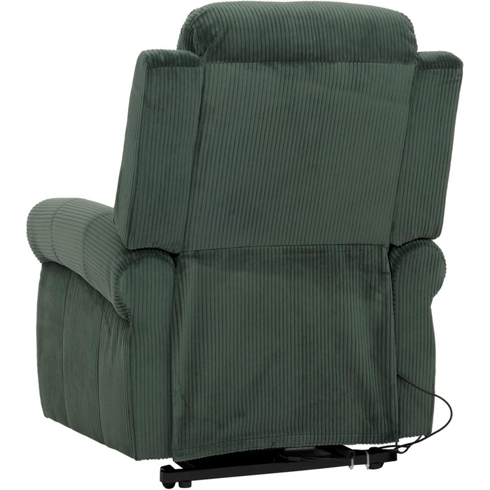 Крісло для телевізора Mendler HWC-K63, відкидне крісло, функція відкидання, допомога підйому, масаж, функція підігріву, тканина (220 г/м) вельвет - зелений