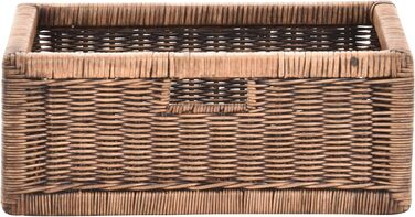 Набір / 2 кошики з полицями, вінтажний коричневий колір, приблизно 42x32x17,5 з дерев&39яною рамкою, ротангова шухляда для шафи для зберігання, комплект ручок для кошиків, 42x32x17,5, вінтажний коричневий колір