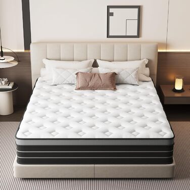 Матрац 90x200 см для пружинного ліжка, рівень жорсткості H3, підходить для дітей та дорослих, сертифікований Oeko-Tex, ергономічний 7-зонний матрац, висота 20 см, односпальний (90x200 см)