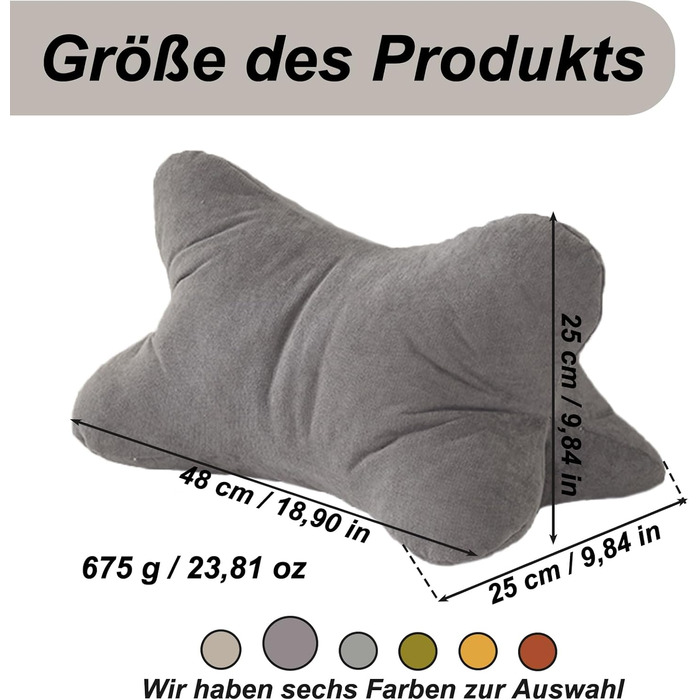 Подушка для шиї, подушка для читання, кістка для читання, валик для шиї, ергономічна форма, кістка для читання, поперекова підтримка, гнучка підтримка для книг, ергономічна подушка для шиї як подушка для читання та релаксації, для спальні (сіра)