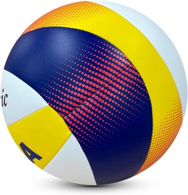 Пляжний волейбольний м'яч Mikasa Beach Classic, Розмір 5, Технологія TwinSTLock, Водонепроникний, Синій/Жовтий/Червоний