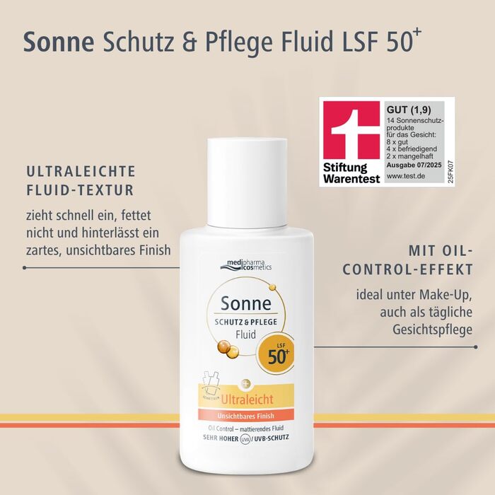 Сонцезахисний флюїд з SPF 50 від medipharma cosmetics, матуючий з ефектом контролю жирності