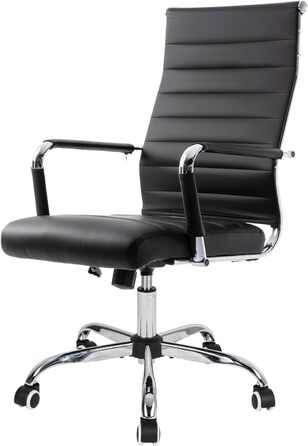 Ергономічне офісне крісло UEV, до 150 кг, штучна шкіра, чорний (срібна основа)