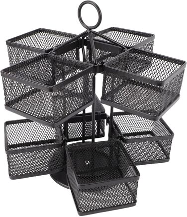 Органайзер для чайних пакетиків Matybobe, 2 рівні, 8 кошиків, обертовий кухонний стелаж для зберігання (8 кошиків) чорний 8 кошиків