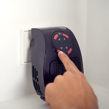 Обігрівач Taurus Tropicano Plug Heater, міні-керамічний, портативний, легкий та компактний, бездротовий вентилятор-обігрівач, програмований термостат, 2 рівні потоку, режим охолодження, 500 Вт, пластик, чорний