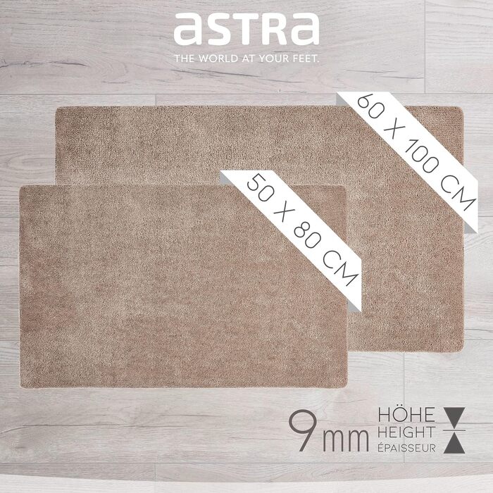 Килимок для дверей Astra Indoor, нековзний - легкий у догляді, миється, брудозатримуючий килимок - вхідний килимок без ПВХ - високопоглинаючий килимок, сіро-коричневий, 50 x 80 см (прямокутний), бежевий