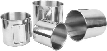 Чашки-гніздові чашки з нержавіючої сталі, складна ручка, міцні, легкі, портативні, чашки для кемпінгу на свіжому повітрі для походів, пікніків, барбекю, 4 шт. и, нержавіюча сталь 304