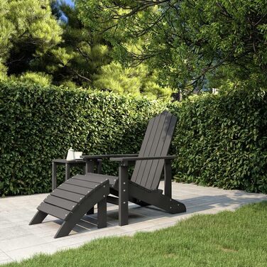 Садове крісло Adirondack з підставкою для ніг HDPE Anthracite