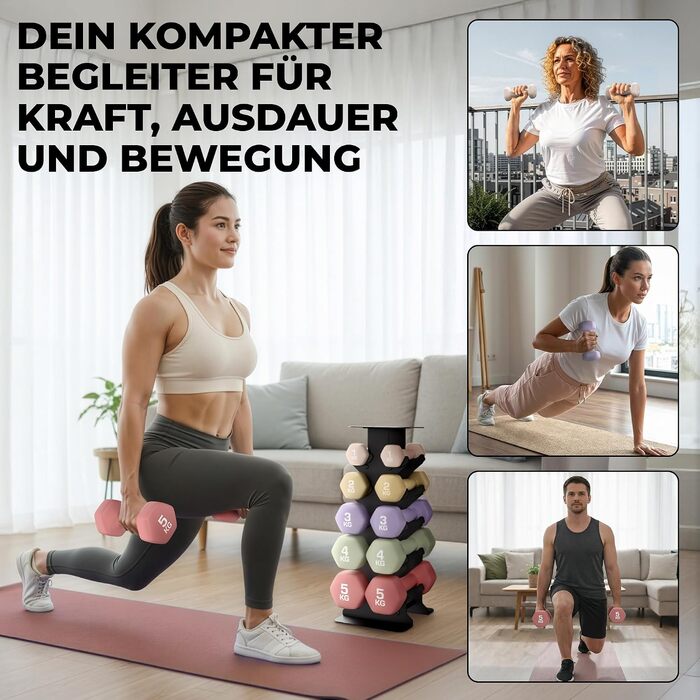 Набір гантелей HQ Germany без запаху, пастельні кольори 0,5-10 кг (комплект 12345 кг)