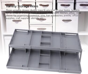Органайзер для косметики, складаний контейнер різних розмірів, розширюваний настільний лоток для ювелірних виробів, канцелярського приладдя, аксесуарів для волосся, пластиковий (2 яруси) для повсякденного використання