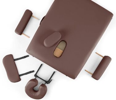 Масажний стіл Klarfit MT 500 - Масажний стіл з підлокітниками та підголівником, складний масажний стіл з 10 положеннями спинки, регульовані підставки для ніг, отвір для обличчя, 10 см підкладка, коричневий