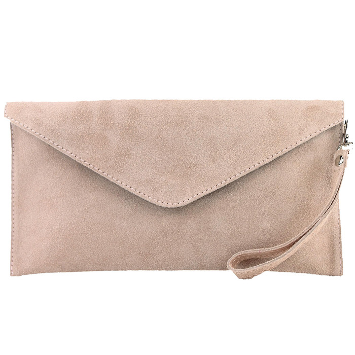 Жіноча замшева шкіряна сумка-клатч через плече T106, вечірня сумка ручної роботи, Італійського кольору, рожево-бежевого кольору, 2 шт.
