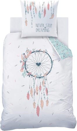 Комплект постільної білизни Matt&Rose TRAUMFNGER 135x200 80x80 - постільна білизна для дівчаток - фланель/бобр - Ловець снів, квіт