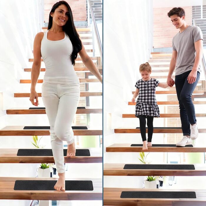 Самоклеючі, нековзні сходинки, 10 шт. , 60x10 см, для дерев&39яних сходинок та підлоги, чорні