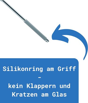 Ракель для душу Libaro FANO нержавіюча сталь силікон сірий широка довга ручка, ракель для душу без свердління, ракель для вікон ракель для води душ стіна, підлога і вікно, склоочисник для ванної ракель душової кабіни