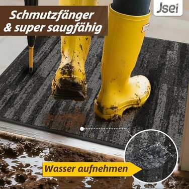 Килимок для внутрішніх приміщень JSEI 80x120 см, нековзний килимок для дверей, який можна прати в пральній машині, водонепроникний килимок для дверей, нековзний килимок для собак, що вловлює бруд, вхід, передні двері та коридор, світло-сірий 80 x 120 см