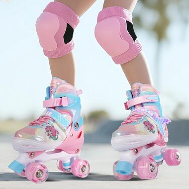 Дитячі роликові ковзани - Регульовані роликові ковзани для дівчаток та хлопчиків, Дихаючі дитячі роликові ковзани, 4 розміри з регулюванням, Дитячі роликові ковзани для дівчаток, хлопчиків, дітей, початківців, для використання в приміщенні та на вулиці, M