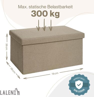 Велика лавка для зберігання Laleni - Лавка-скриня для зберігання 76x38 см - Сидіння для зберігання - Зручний стілець для зберігання - Коробки для зберігання в дитячій кімнаті - Лавка для зберігання - Коробка для зберігання кольору тауп 76 x 38 x 38 см