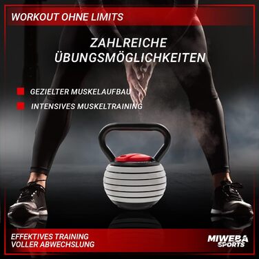 Регульована гиря Miweba Sports KB300 (3.4-18.0 кг), світло-сіра