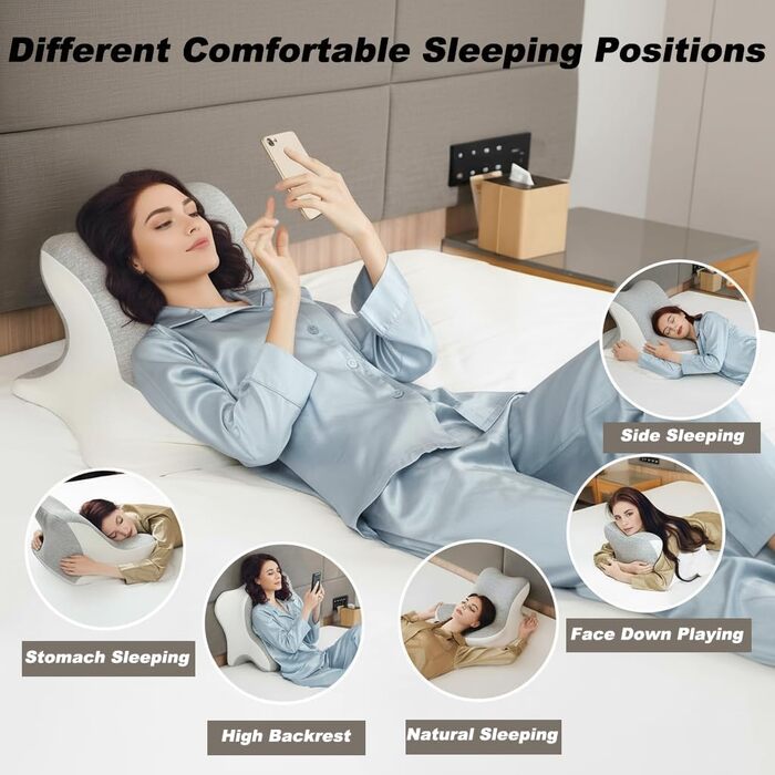 Подушка для шиї, подушка для голови, подушка для читання для ліжка та дивана, ергономічна клиноподібна подушка з піни з ефектом пам&39яті для підтримки спини та шиї, багатофункціональна клиноподібна подушка для сну на боці, спині та животі