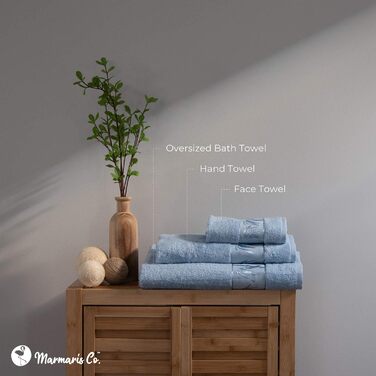 Набір розкішних м'яких рушників Marmaris Co, віскоза з бамбука та турецької бавовни, 3 шт. и, синій