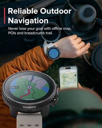 Годинник SUUNTO Vertical Adventure смарт-годинник із GPS, двочастотна GPS-навігація, безкоштовні офлайн-карти, сонячна зарядка, час роботи від батареї до 65 днів, корпус військового класу, водонепроникність 100 м, вертикальний сонячний пісок