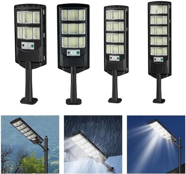 Розумний сонячний світлодіодний вуличний світильник з датчиком руху, дистанційним керуванням та автоматичним увімкненням світла, всепогодна конструкція IP65 для тривалого використання (263 мм)