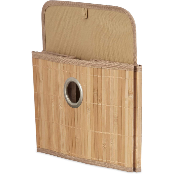 Комплект із 2 натуральних кошиків для зберігання, виготовлених з бамбука, складний кошик з полицями та тканинним чохлом, з круглим отвором