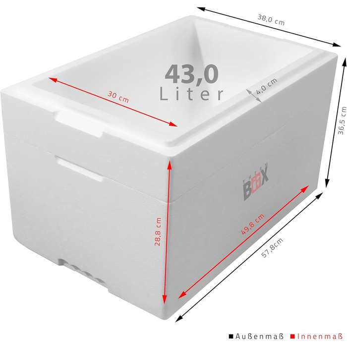 Модульна коробка THERM BOX від 14 л до 43 л, що розширюється, різних розмірів, пінопластова коробка-холодильник, коробка з підігрівом, багаторазова, 43M - 43 л