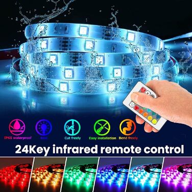 Світлодіодна стрічка Arote Light Wifi RGB 10M WiFi IP65 Водонепроникна світлодіодна стрічка для смартфона APP Сумісний з Alexa, Google Home, світлодіодною стрічкою RGB, ІЧ-контролером Пульт дистанційного керування 12 В 5 А Адаптер живлення 10 м Wifi Rgb