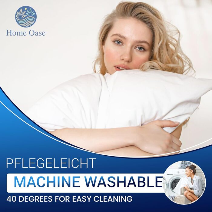 Пухові подушки 40x80 см (комплект з 2 шт.) - Подушки зі 100 пір&39яним наповнювачем та бавовняним чохлом, сертифіковані Oeko-Tex та виготовлені в Німеччині, ідеально підходять для алергіків та дітей, наповнювач 600 г, комплект з 2 шт., 40 x 80 см