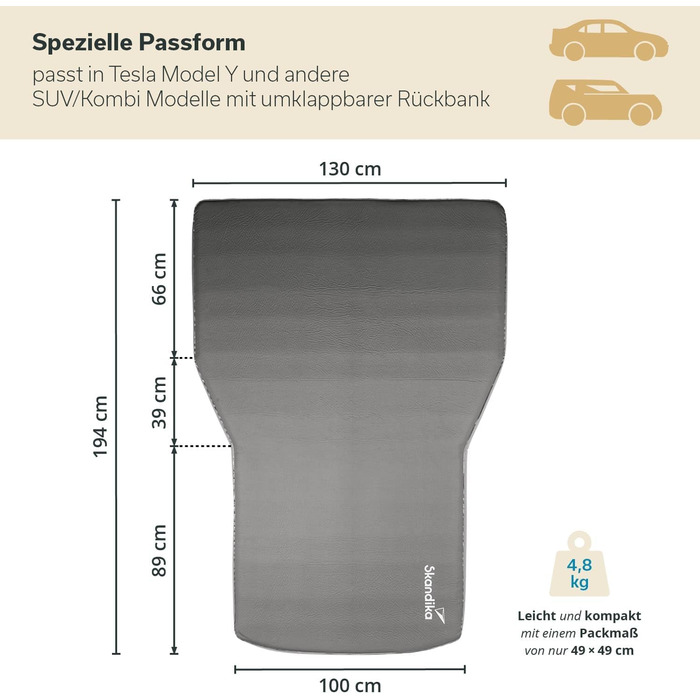 Килимок для сну Skandika Premium Easy 3D Car Автомобільний матрац товщиною 10 см, самонадувальний, легкий, складний, самонаповнювальний пінопласт, для багажника, гостьового матраца, надувного матраца Кемпінг, активний відпочинок, подорожі