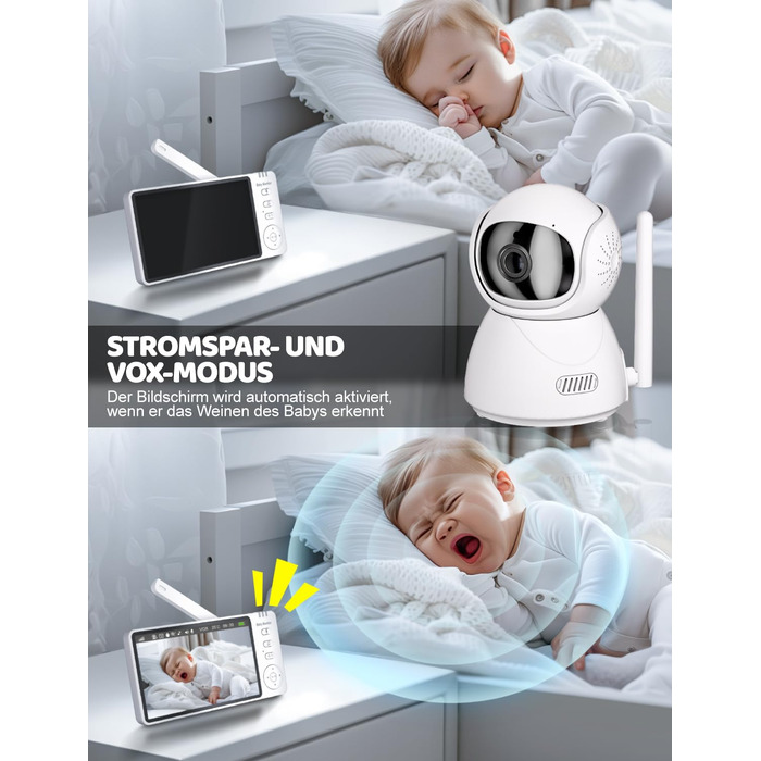 Монітор для дітей з камерою 5 дюймів 720p HD Відео Монітор для дітей Нічне бачення Режим VOX Двосторонній аудіо Моніторинг темпера