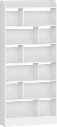 Книжкова полиця Hzuaneri, з 7 полицями, полиця для зберігання, окремостояча полиця, для вітальні, офісу, спальні, 24 x 80 x 199 см, білий BC32803 шт. Білий 24 x 80 x 199 см