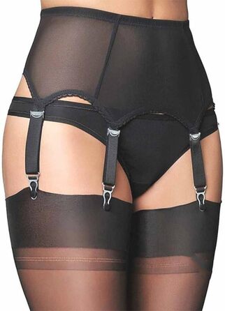 Жіночий пояс для панчіх, тримач для панчіх великих розмірів, пояс для панчіх з затискачами, пояс для панчіх до стегна з 6 ремінцями, розтягуваний пояс для білизни, XS-2XL, чорний-пластиковий-hebilla L-XL