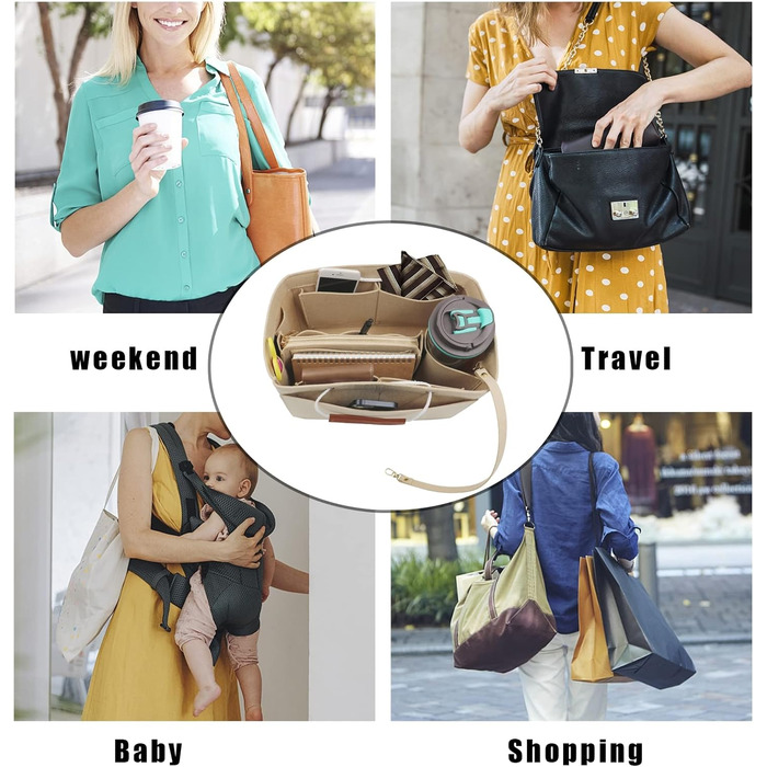 Сумка-органайзер Heavyoff Bag, повстяна сумка-органайзер зі знімною кишенею на блискавці та ручкою для жінок коричневого кольору M