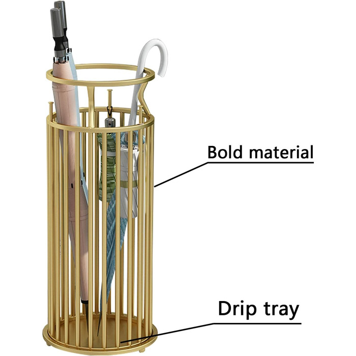Підставка для парасольок, золотистого кольору, рожева, для вхідної зони, компактна, кругле внутрішнє відро для палиць і парасольок, органайзер