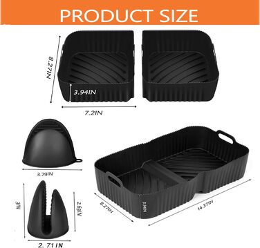 Аксесуари для фритюрниці Ninja Foodi Flexdrawer 10,4 л AF500EU,3 шт. Багаторазова мультипіч з силіконовою формою Аксесуари для Ninja AF500EU AF500EUCP(2 набори 18 * 20 * 10 см 36 * 20 * 10 см) 2 шт. 18 * 20 * 10 см 36 * 20 * 10 см Набори