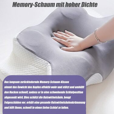 Подушка Dreamsleepz, ергономічна подушка для шиї Dreamsleepz, подушка з піни з ефектом пам&39яті для шийного відділу хребта, для сну на боці, спині та животі, подушка для підтримки шиї (сіра, велика) сіра велика