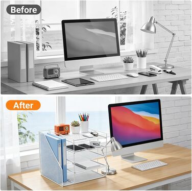 Настільний органайзер з тримачами для файлів, 5-ярусний сітчастий тримач для файлів, сітчастий офісний органайзер, настільний органайзер та місце для зберігання канцелярського приладдя, лоток для документів A4, білий