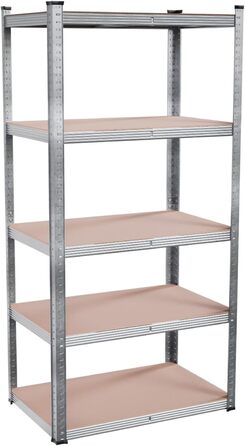 Надміцний стелаж, стелаж для зберігання, 40 x 90 x 180 см, стелаж зі сталевою рамою, вантажопідйомність до 875 кг кожен, 5 регульованих полиць, сріблястий СТАНДАРТ 90x180 см
