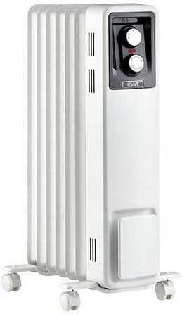 Еко-радіатор ewt NOC eco 15M, допоміжний обігрівач для невеликих приміщень, включаючи 3 режими нагріву, мобільний завдяки колесам та заглибленим ручкам, обігрівач з ребристою конструкцією для рівномірного нагрівання, 1500 Вт, білий