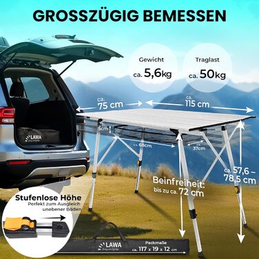 Складаний кемпінговий стіл, регульована висота до 78 см, алюмінієвий кемпінговий стіл, складний кемпінговий згортальний стіл, балконний стіл на 4 особи, складний стіл, сріблястий, легкий з сумкою для перенесення, сітка, згортається, складається