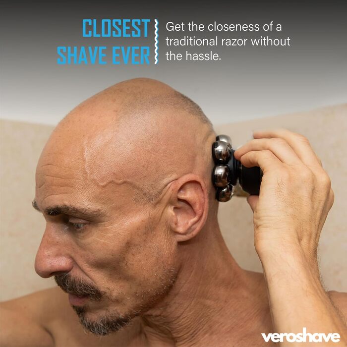 Бритва для лисої голови Veroshave з 7 лезами для чоловіків - бездротова акумуляторна машинка для стрижки волосся з вигнутими лезами, чисте та ретельне гоління, зручний набір для догляду за волоссям у подорожах