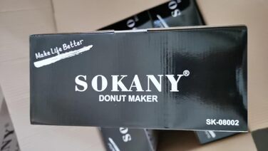 Виробник пончиків SOKANY SK-08002 1400 Вт, міні-виробник пончиків для 16 міні-пончиків, антипригарне покриття, автоматичний контроль температури, без бісфенолу А
